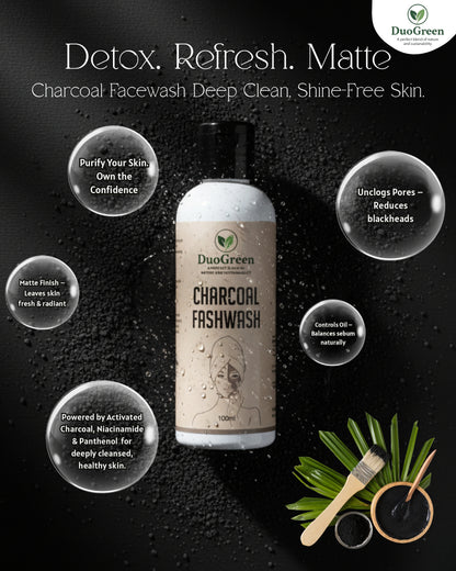DuoGreen CHARCOAL FACEWASH - Deep Cleanse & Pore Detox | 100ML