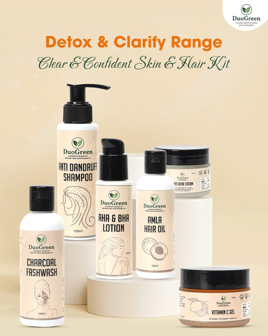 Detox & Clarify Range - Clear & Confident Skin & Hair Kit